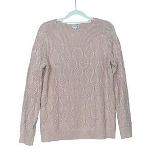 Croft & Barrow Womens Cable Knit Sweater M Pink Boat Neck Cozy Cabin Soft Norm